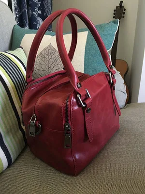 Vendange оригинальная кожаная сумка ручной работы из коровьей кожи женская сумка через плечо сумка-мессенджер 2441 - Цвет: wine red