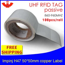 UHF RFID тег EPC 6C стикер Impinj H47 для печати медные наклейки 915m868mhz Higgs3 100 шт клей пассивный RFID этикетка