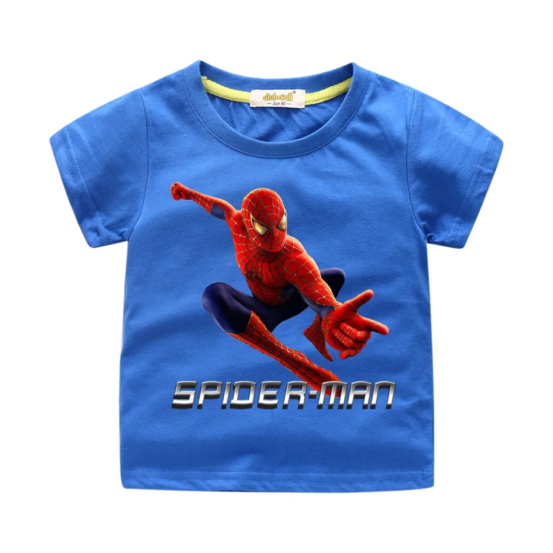 Boys Cartoon Spiderman T-shirt Costume Baby Summer Tee Top 100%Cotton Clothes Children Girls Casual Short Sleeve Tshirts WJ204 (7)