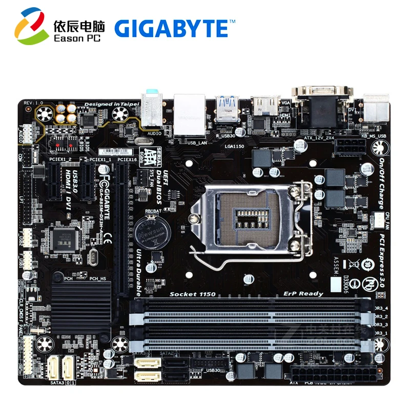 

GIGABYTE GA-B85M-DS3H-A desktop motherboard LGA1150 DDR3 i3 i5 i7 USB3.0 Micro-ATX