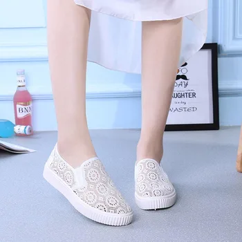 

Summer Women'S Shoes Korean Version Hollow Out Convenient Slip-On Casual Shoes Breathable Comfortable Mesh Single Shoes Female