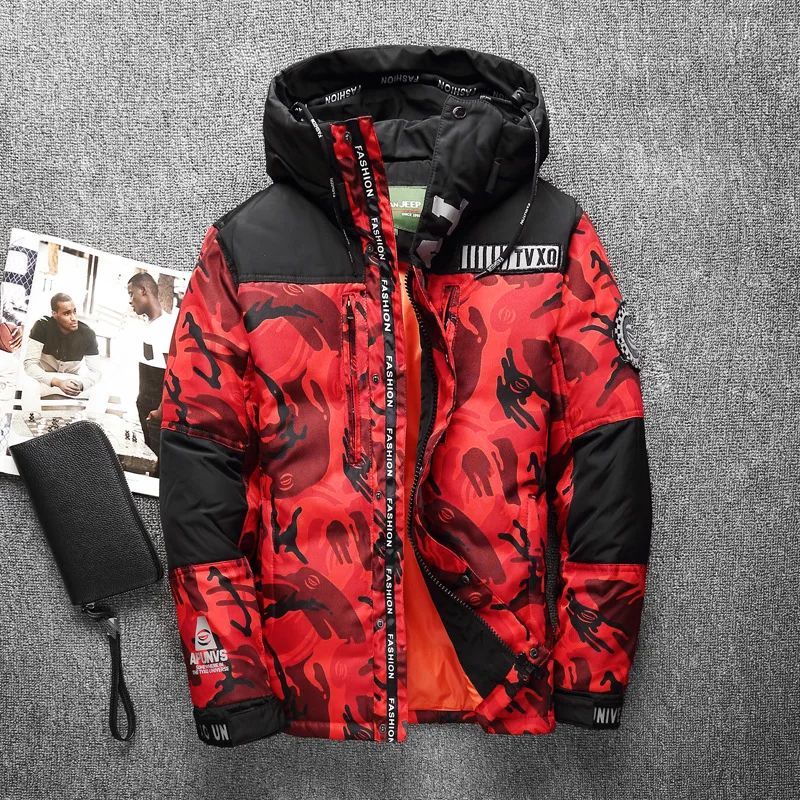 2018 new winter jacket Men's fashion camouflage pattern Long Jacket Thickening casual hooded fur collar white duck down coats 2018 new winter jacket Men's fashion camouflage pattern Long Jacket Thickening casual hooded fur collar white duck down coats