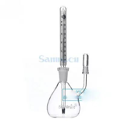 50 мл с термометром лаборатории Стекло удельный вес бутылки Пикнометр класс