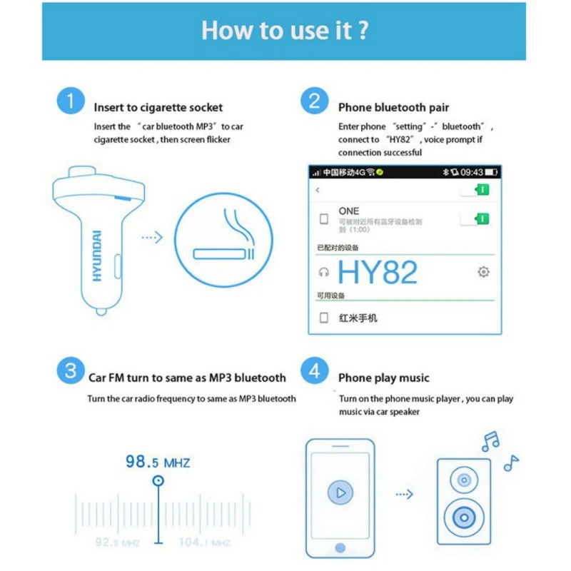 Fm-передатчик Aux модулятор Автомобильный комплект Bluetooth аудио MP3 плеер 3.1A двойной зарядное устройство usb