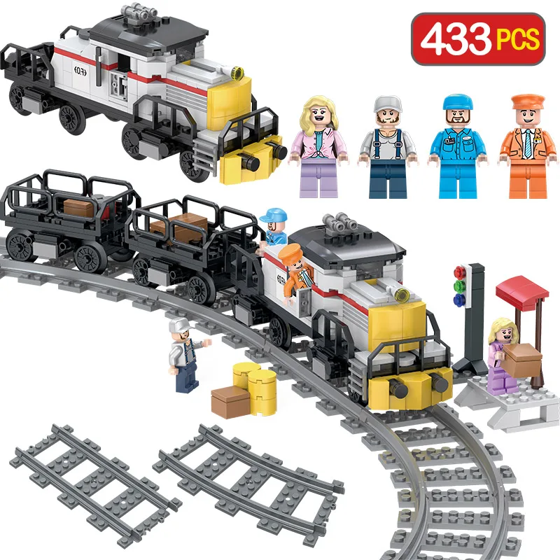 

Designer Train Freight Power Model Blocks Compatible LegoINGLYS City Railway Traffic Sets Brick Toys For Children Birthday Gift