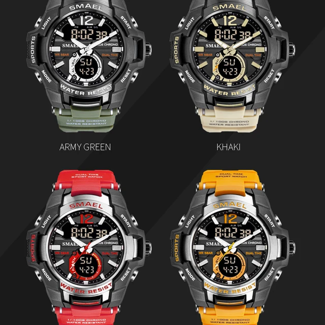 SMAEL zegarek sportowy moda męska Casual budzik 50M wodoodporny wojskowy Chrono podwójny wyświetlacz na rękę Relogio Masculino tanie i dobre opinie Klamra 5Bar Gumowe 22cm 18mm 21mm Okrągły Kwarcowe Zegarki Na Rękę Nie pakiet Auto data Kompletna kalendarz Odporny na wstrząsy SMAEL zegarek sportowy moda męska Casual budzik 50M wodoodporny wojskowy Chrono podwójny wyświetlacz na rękę Relogio Masculino tanie i dobre opinie Klamra 5Bar Gumowe 22cm 18mm 21mm Okrągły Kwarcowe Zegarki Na Rękę Nie pakiet Auto data Kompletna kalendarz Odporny na wstrząsy