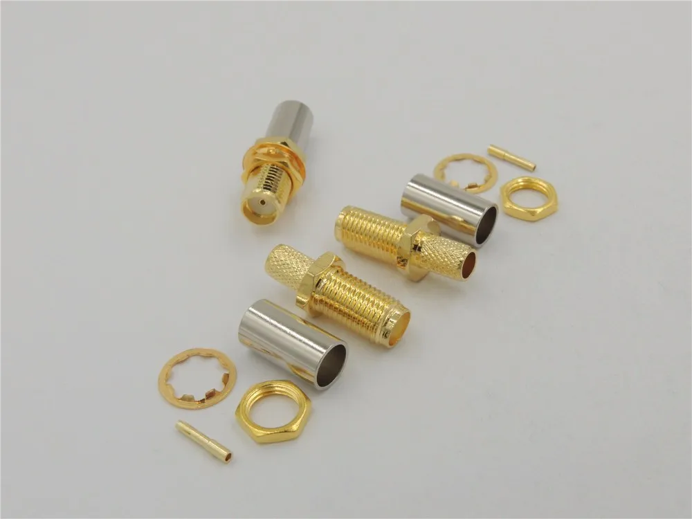 

50pcs copper SMA Female Crimp Connector for Coaxial RG58 LMR195 cable