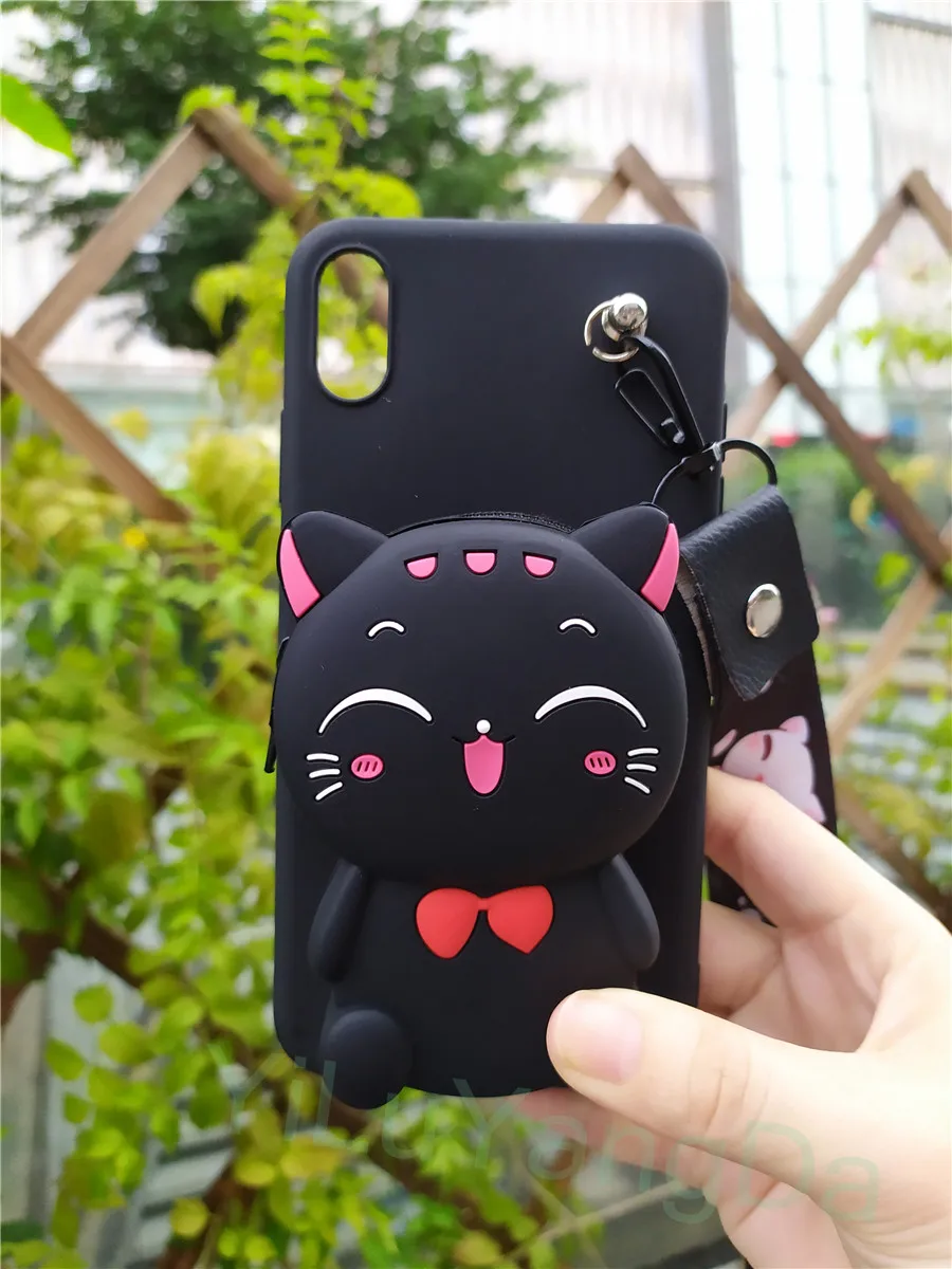 Маленький Стич в мультипликационном стиле на молнии кошелек чехол для телефона для samsung Galaxy Note 8, 9, 10, S6 S7 край S8 S9 S10 плюс 5G S10E силиконовый чехол - Цвет: Black Cat