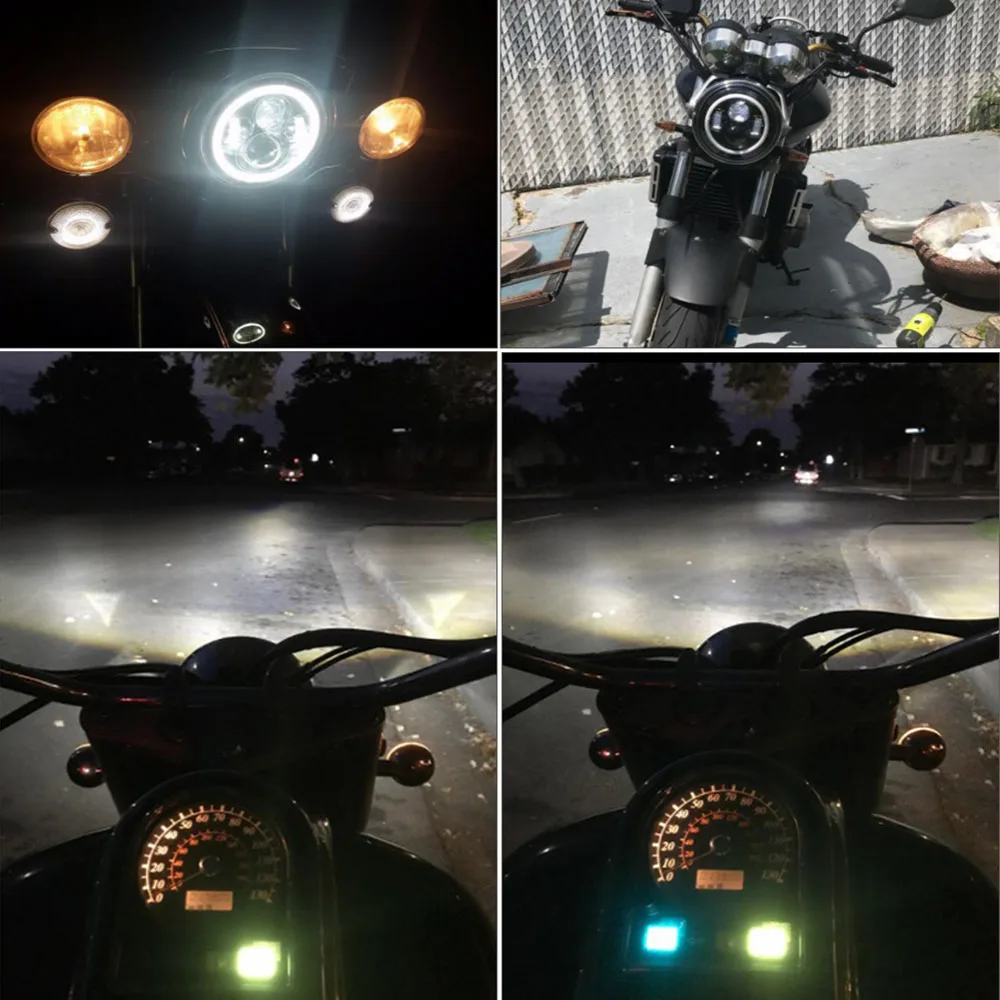  7 Inch Motorcycle LED Headlight Motorbike Car Headlamp 6500K H4 H13 45W With Angle Eyes High Low Be - 32899761515