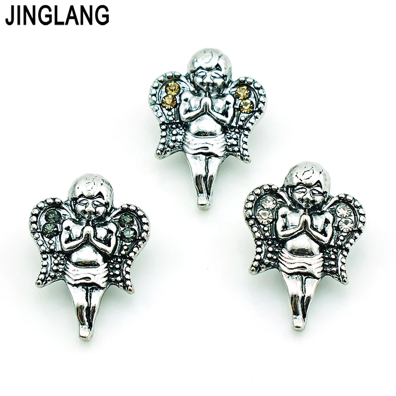 

JINGLANG Best Selling High Quality Interchangeable Silver Angel Snap Button for Bracelet/Necklace Accessories in low Price