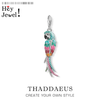 925 Sterling Silver Colorful Parrot Pendant Charm 2019 Summer Fashion Jewelry Gift Fit Bracelet For Women Men Fashion Jewelry