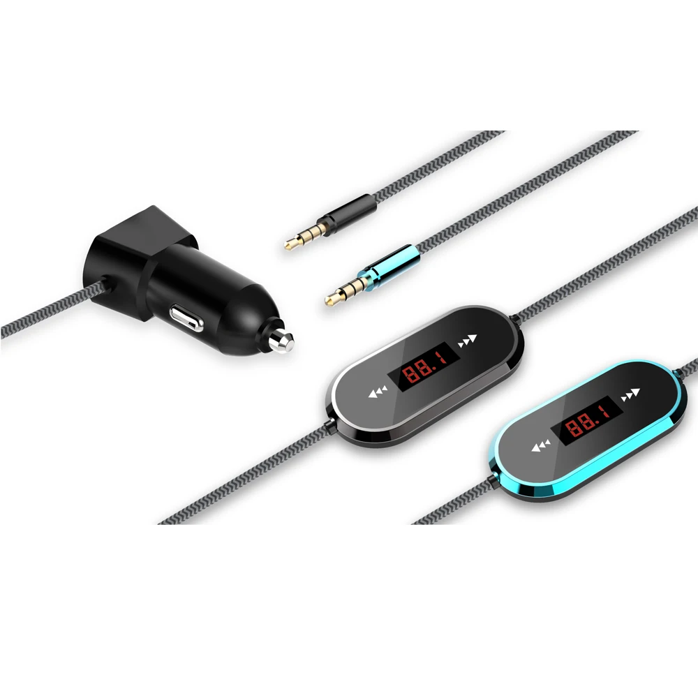 

FMUSER Wireless FM Transmitter Radio Car Kit for Smart Phones bundle with 3.5mm Audio Plug and Car Charger