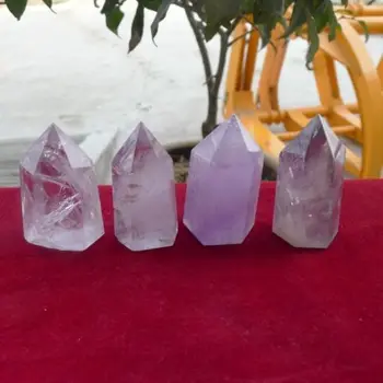 

00492 4pcs Natural Preety Amethyst Quartz Crystal Point Reiki Polished Healing