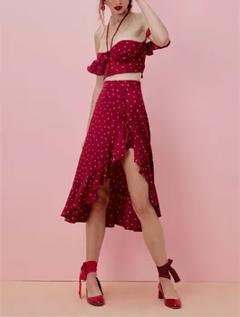 

2019 Summer Women Boho Moon Star Floral Print Vintage Skirt Button High Waist Asymmetric Ruffle Beach Skirt