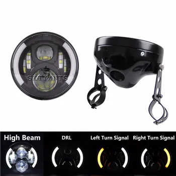 

7" Turn Signal DRL Angel Eye Headlamp Motorbike Accessories Harley Softail Touring 7 Inch LED Headlight Housing