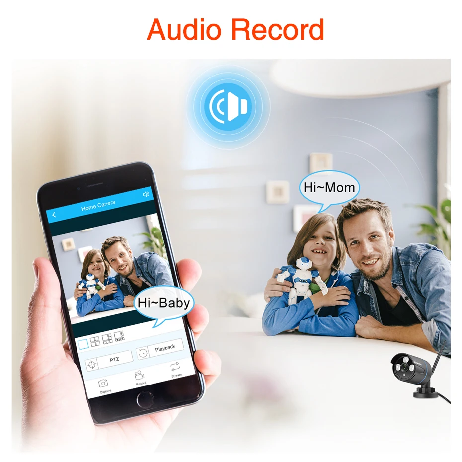  Techege 1080P Wireless CCTV Camera System Audio Record 4CH NVR Home WiFi Security Camera Kits Outdo