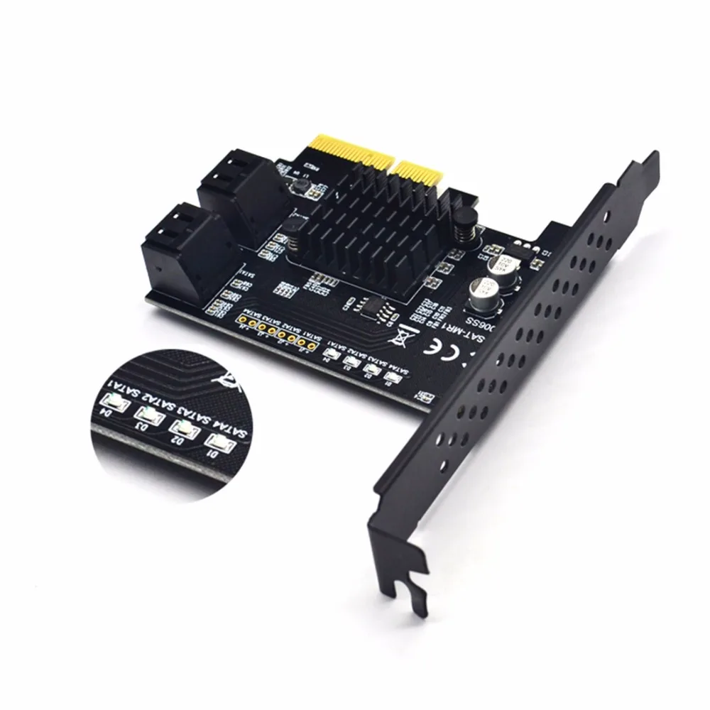 PCI Express Riser Card 4 порта SATA III(6 Гбит/с) карта расширения 88SE9230 чипсет Расширенный IPFS жесткий диск RAID карта