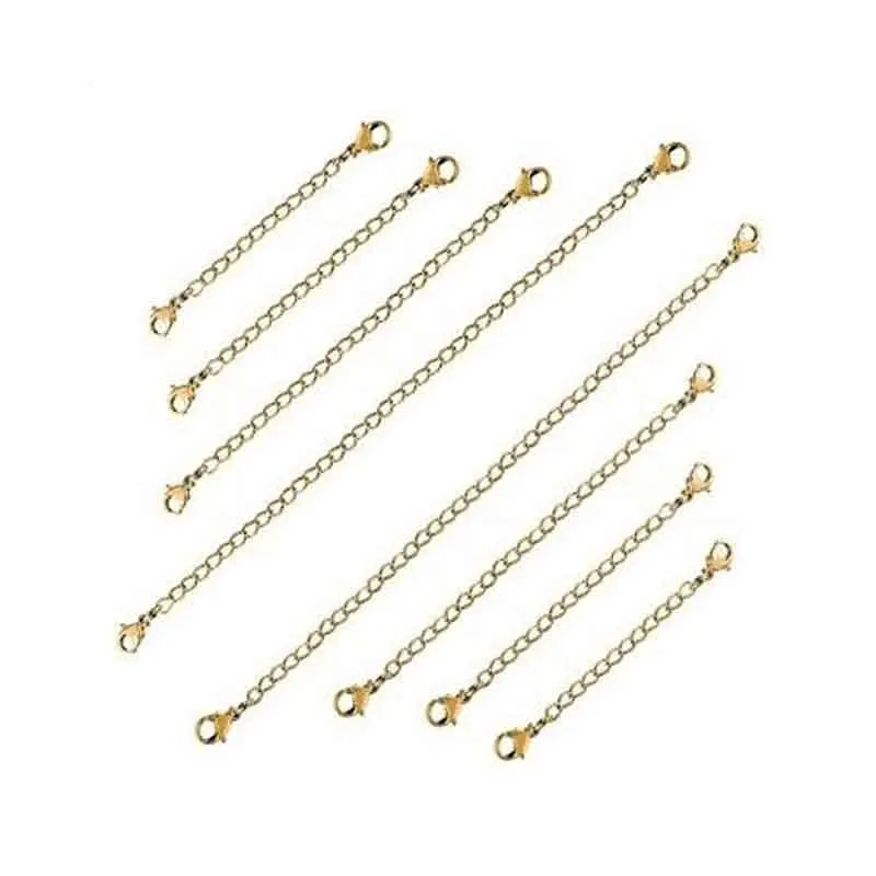 

10pcs Stainless Steel Extend Chain Silver Tone Gold 25 50 75 100 125 150mm Bracelets Curb Chain Extention Fit DIY Jewelry Make