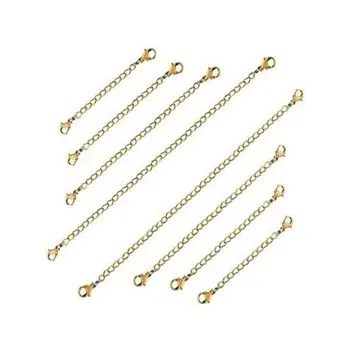 

10pcs Stainless Steel Extend Chain Silver Tone Gold 25 50 75 100 125 150mm Bracelets Curb Chain Extention Fit DIY Jewelry Make