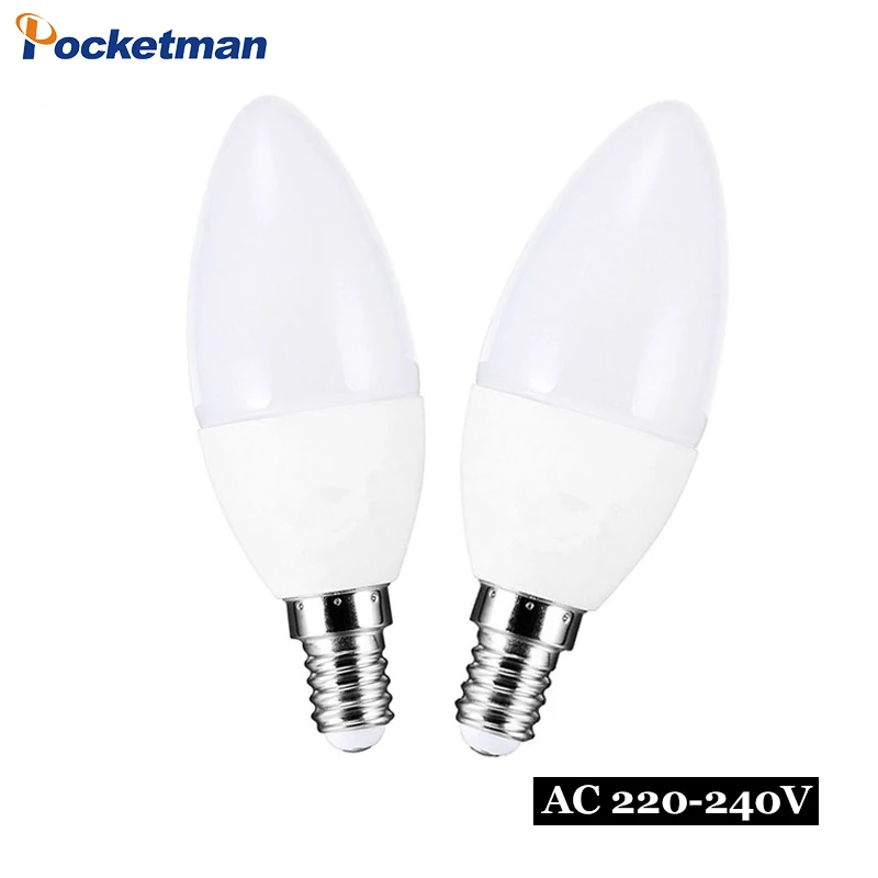 

2pcs/Lot LED Candle Bulb E14 LED Lamp low-Carbon life SMD2835 AC220-240V Warm White/White Energy Saving for Home Lighting