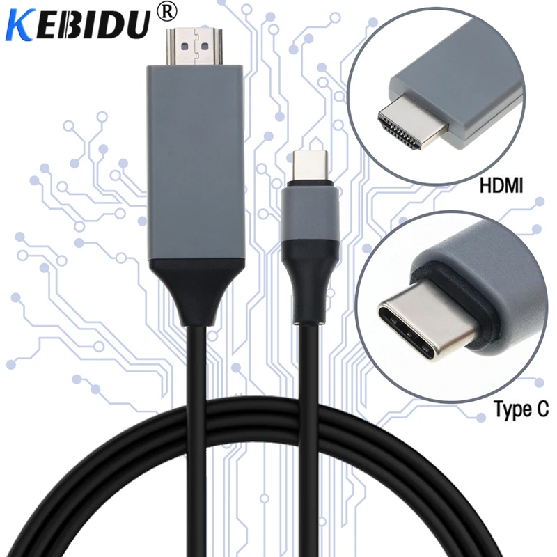 Kebidu 4K HDMI кабель Тип C к штекер 2 м USB 3 1 30 Гц HD Удлинительный преобразователь адаптер