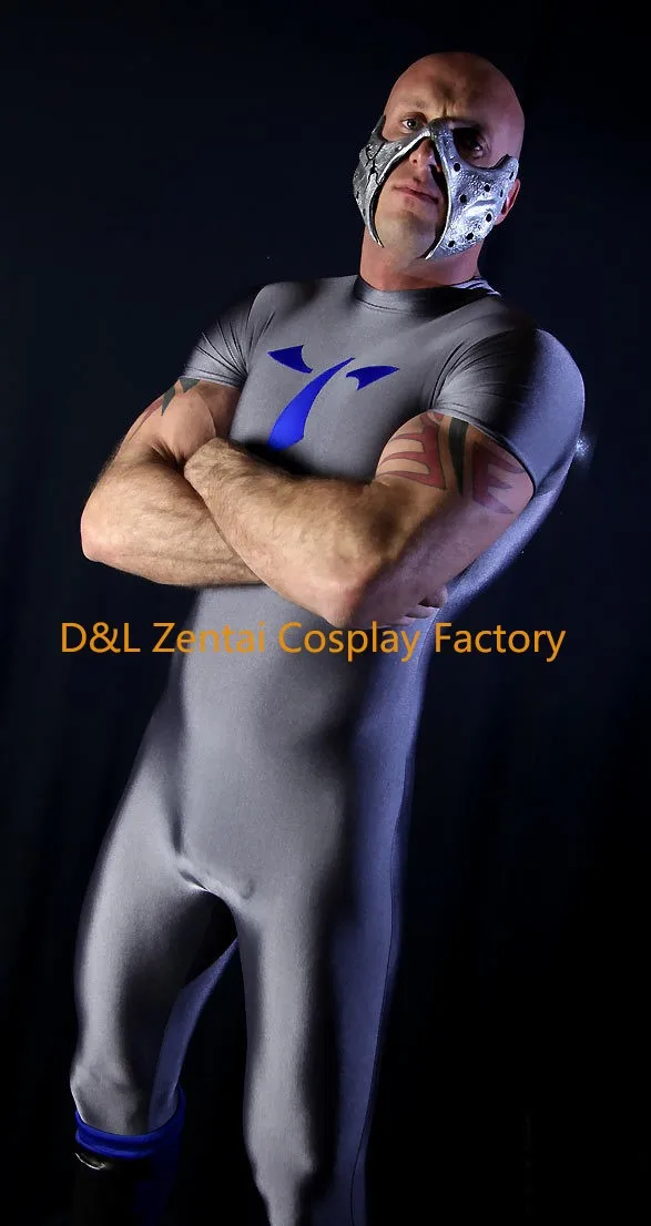 DHL взрослых серый супер герой лайкра спандекс Zentai чулки короткий рукав LS1516