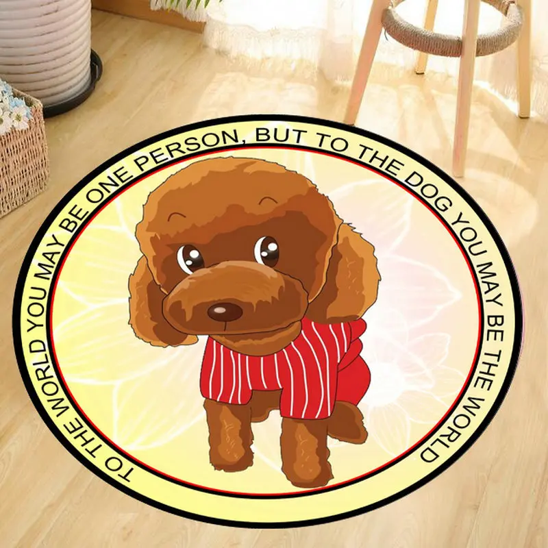 

Cute Large Round Cartoon Printed Pets Mat Dog Cat Yoga Mat Modern Home Decoration Accessories Carpets For Living Room