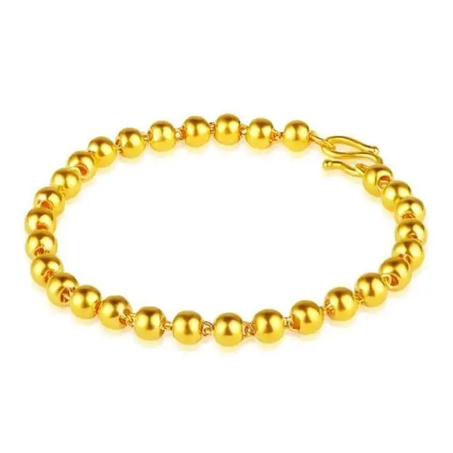 

Beads Round Sand 18K Gold Bracelets Jewelry for Women Men Pulseira Feminina Bizuteria Link Chain Bracelets Fine Jewelry NoEnName