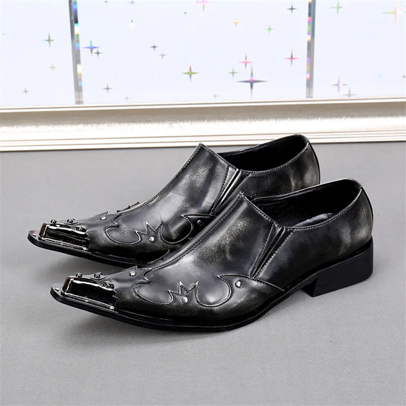 High Class Mens Leather Shoes Gentleman Formal Party Shoes Men Studded