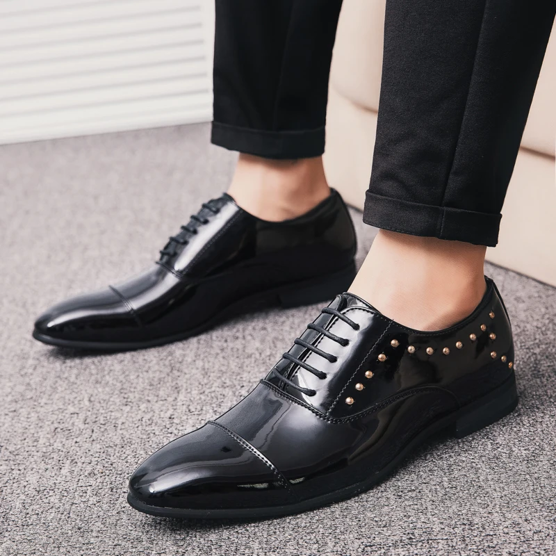 

men formal patent leather shoes italian luxury brand business male footwear office designer dress wedding oxford shoes for men