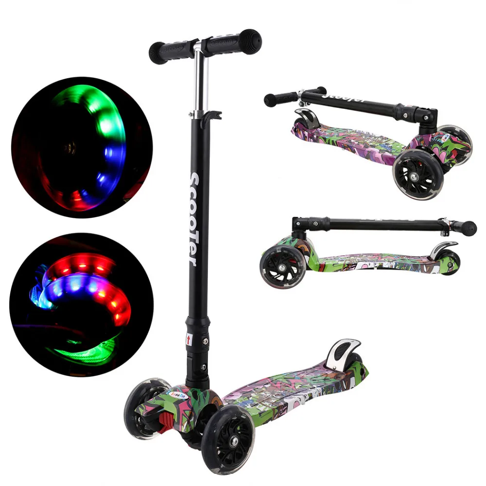 ANCHEER Mini Children Kick Scooter LED Lamp PU 3 Wheels LED Bicycle Outdoor Aluminum Sport Bodybuilding Scooter For Child ANCHEER Mini Children Kick Scooter LED Lamp PU 3 Wheels LED Bicycle Outdoor Aluminum Sport Bodybuilding Scooter For Child