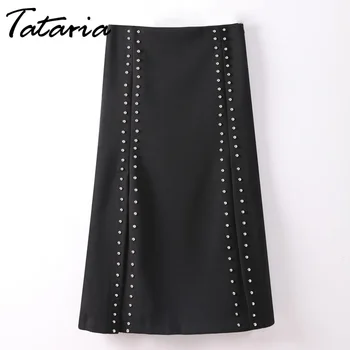 

Women Skirt Midi Summer Style Vintage Black Skirt For Women Elegant Skirts With High Waist Jupe Saia Midi Faldas Mujer Moda 2020