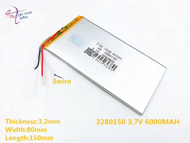 Lithium Ion Battery >> 3 Line 3 7v 6000mah 3280150 Plib Polymer Lithium Ion Battery Lithium Ion Battery >> 3 Line 3 7v 6000mah 3280150 Plib Polymer Lithium Ion Battery