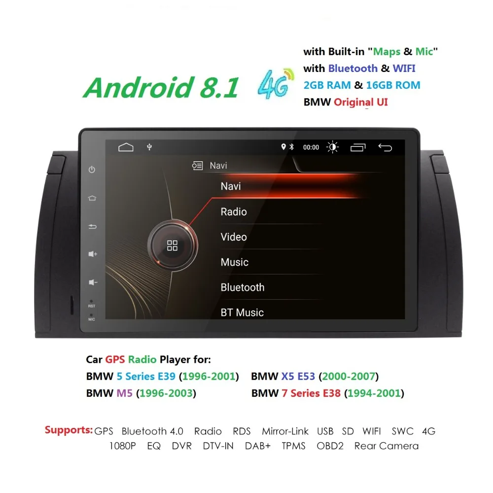 

Car 2 din radio 4G android 8.1 GPS Navi for BMW E39 M5 E38 E53 X5 autoradio navigation head unit multimedia video stereo 2Gb Ram