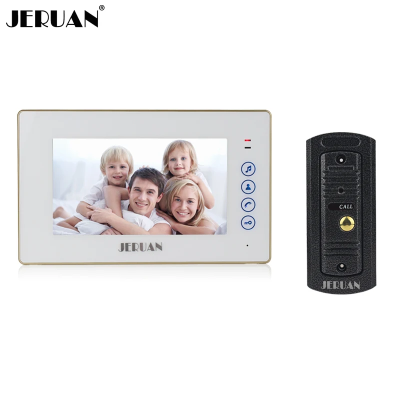 

JERUAN Home Safety 7 inch color screen touch key video door phone intercom system Metal 700TVL IR Night vision Pinhole Camera