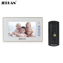 JERUAN Home Safety 7 inch color screen touch key video door phone intercom system Metal 700TVL IR Night vision Pinhole Camera