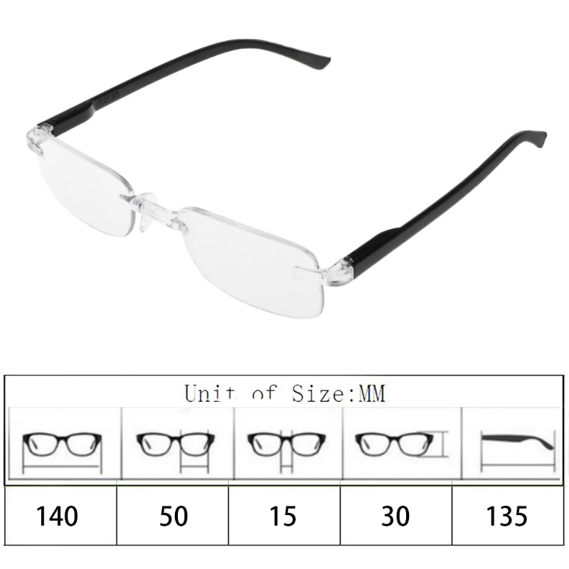 

Presbyopic Glasses Reading Eyeglasses One Piece Rimless Clear Lens +1.00to +4.00 W715