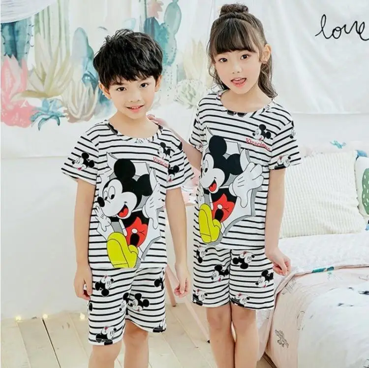 

Summer 2019 Boys Girls Kids home Clothing Cartoon short Sleeve baby Sleepwear Suit Children's Day gifts Pajamas set for childre