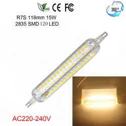 2 шт. R7S светодиодные лампы 7 Вт 60LED 15 Вт 120LED 2835SMD 78 мм 118 мм LED R7S 220 В энергосберегающие заменить галогенной лампы