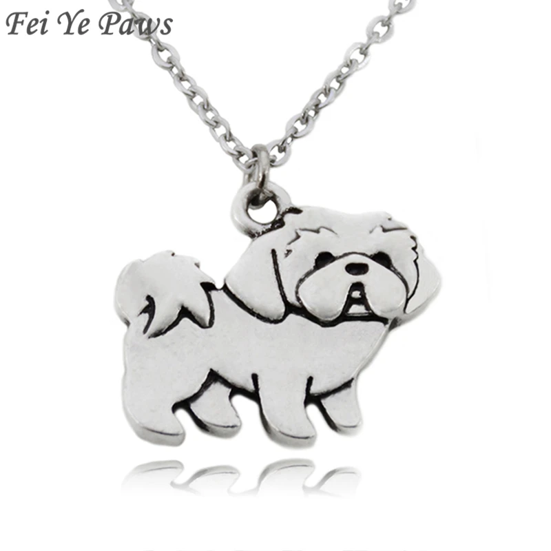

Fei Ye Paws Cute Shih Tzu Dog Pendant Necklace Boho Animal Colar Stainless Steel Chain Statement Necklaces For Women Party Gift