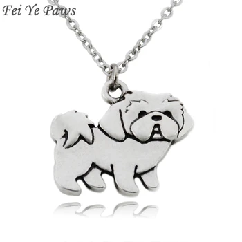 

Fei Ye Paws Cute Shih Tzu Dog Pendant Necklace Boho Animal Colar Stainless Steel Chain Statement Necklaces For Women Party Gift