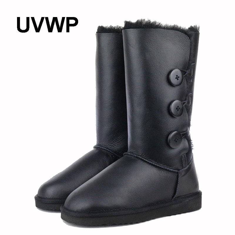 UVWP/женские зимние ботинки; водонепроницаемые зимние ботинки из натуральной овечьей кожи; модные теплые женские ботинки с натуральным мехом и шерстью