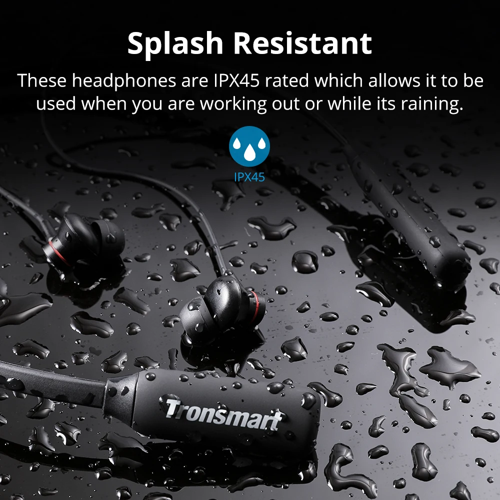 Tronsmart Encore S2 Plus Bluetooth Earphones IPX45 Headphones Waterproof Earphones Wireless Bluetooth Headset with Neckband 