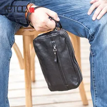 AETOO Men's handbag leather casual handmade retro day clutches  head-layer cowhide male large capacity clutch mobile phone bag