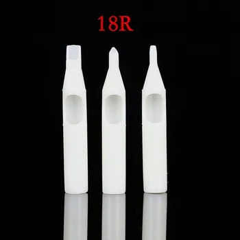 

50PCS Round Size 18 Disposable White Short Tattoo Tip Tube Nozzle Supply -18RT