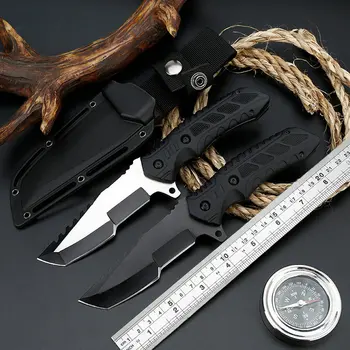 

Hysenss Fixed Blade Knife Steel Blade ABS Handle Outdoor Camping Hunting Survival Rescue Pocket EDC Tools with Sheath