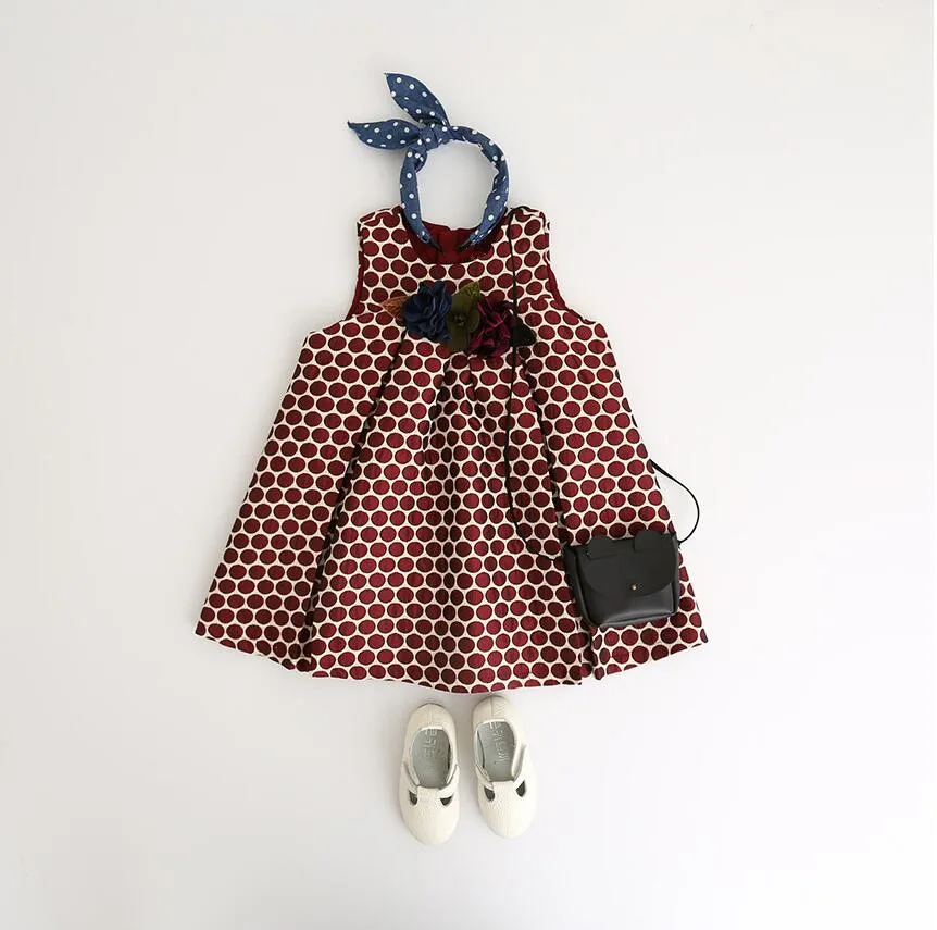 

YB70637659 Autumn Dress Baby Girl Dress Dot Appliques Sleeveless Kids Nice Dress Princess Dress Baby Girls Clothes Party Child