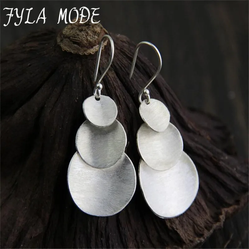 

Hot Sale 925 Thai Silver Women Drop Earrings 3 Round Charms Dangle Earring Fashion Trend Ear Drop Gift for Women 33*20MM 8.50G