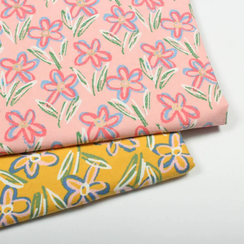

By meter Sanded cotton fabric Printed Flower Cloth for DIY sewing baby clothing making fabric by half meter