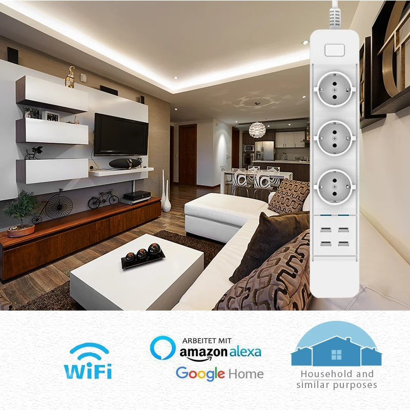 Смарт Wi-Fi сетевой фильтр 3 ЕС розетки 4 USB порта Голосовое управление для Amazon Echo Alexa Google Home IFTTT